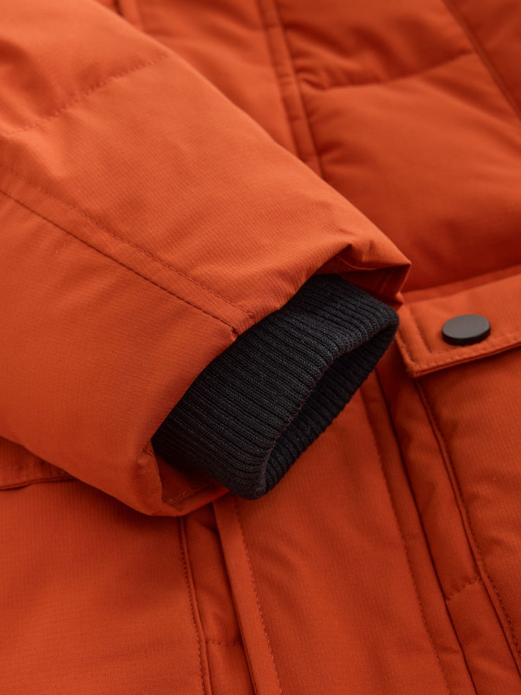 Orange Heavyweight Shower Resistant Faux Fur Trim Parka Coat (3-16yrs)