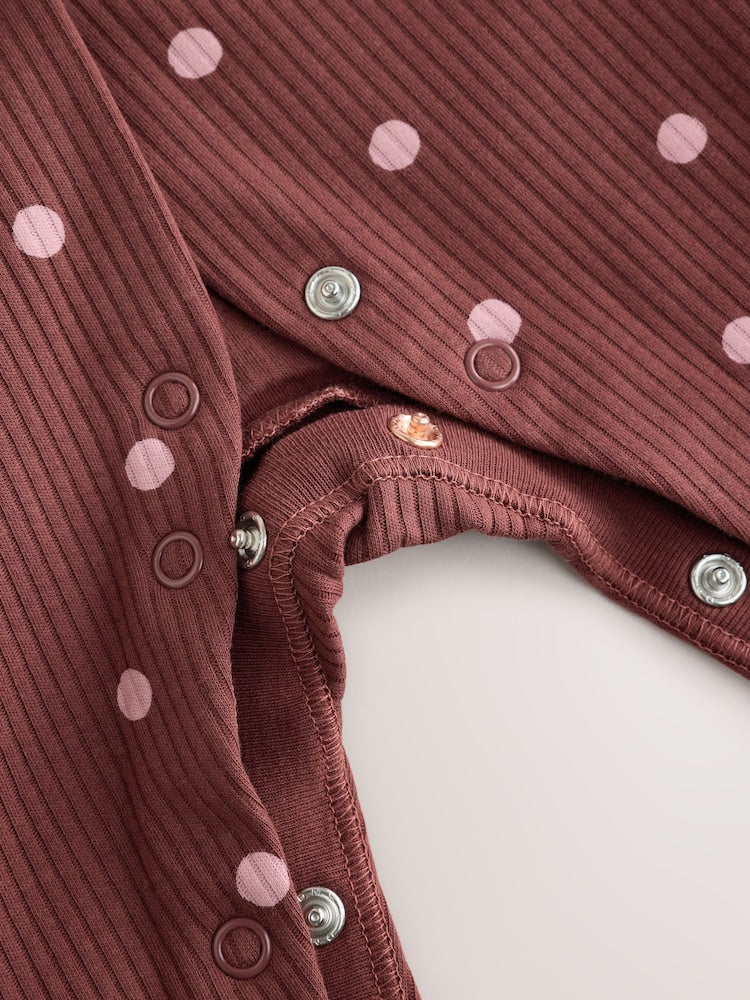 Burgundy/Purple Cat Baby Sleepsuits 5 Pack (0mths-2yrs)