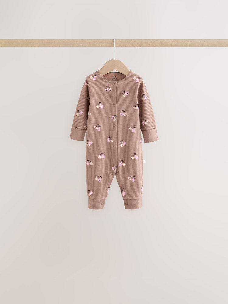 Burgundy/Purple Cat Baby Sleepsuits 5 Pack (0mths-2yrs)
