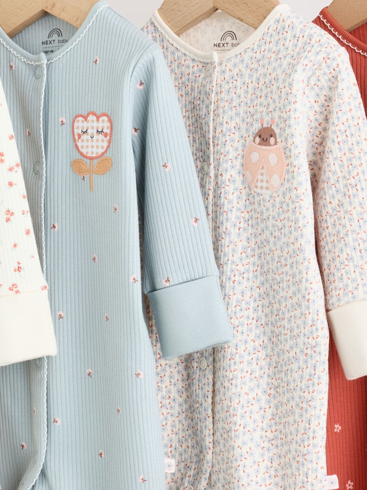 Multi Floral Baby Sleepsuits 4 Pack (0mths-3yrs)