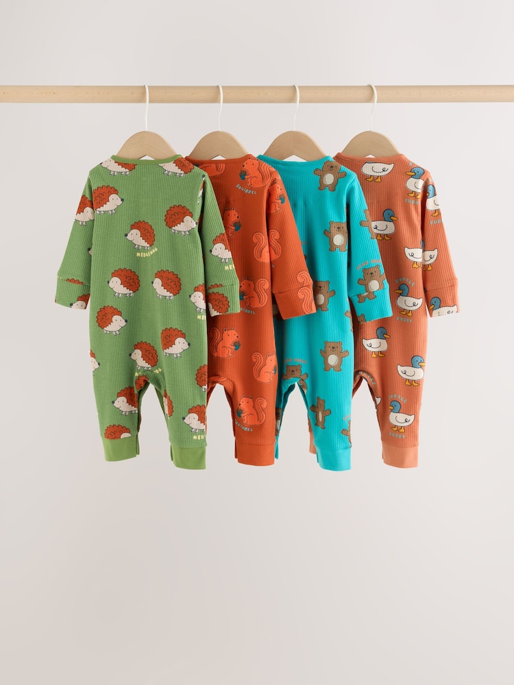 Multi Animal Baby Sleepsuits 4 Pack (0mths-3yrs)