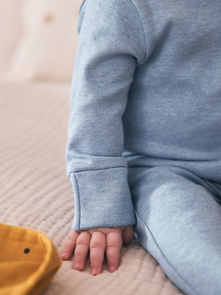 Grey/ Blue/Neutral Baby Sleepsuits 3 Pack (0-2yrs)