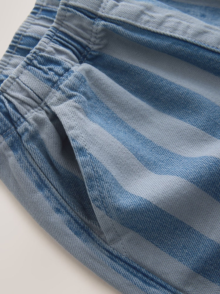 Blue Stripe Pull On Wide Trousers (3mths-7yrs)