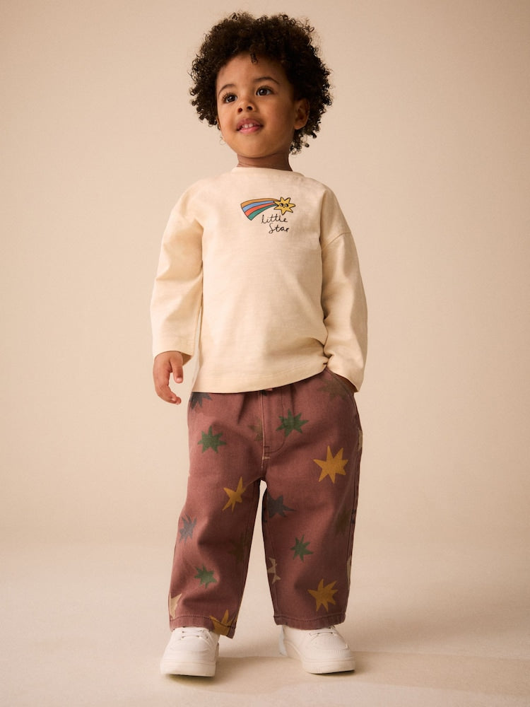 Multi Red Pull On Wide Trousers (3mths-7yrs)