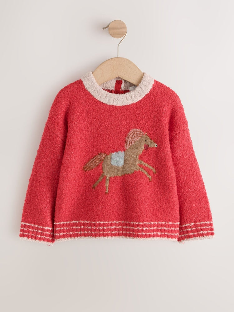 Red Horse Boxy Jumper (3mths-7yrs) - Red Horse / 12-18 Months (80-86cm)