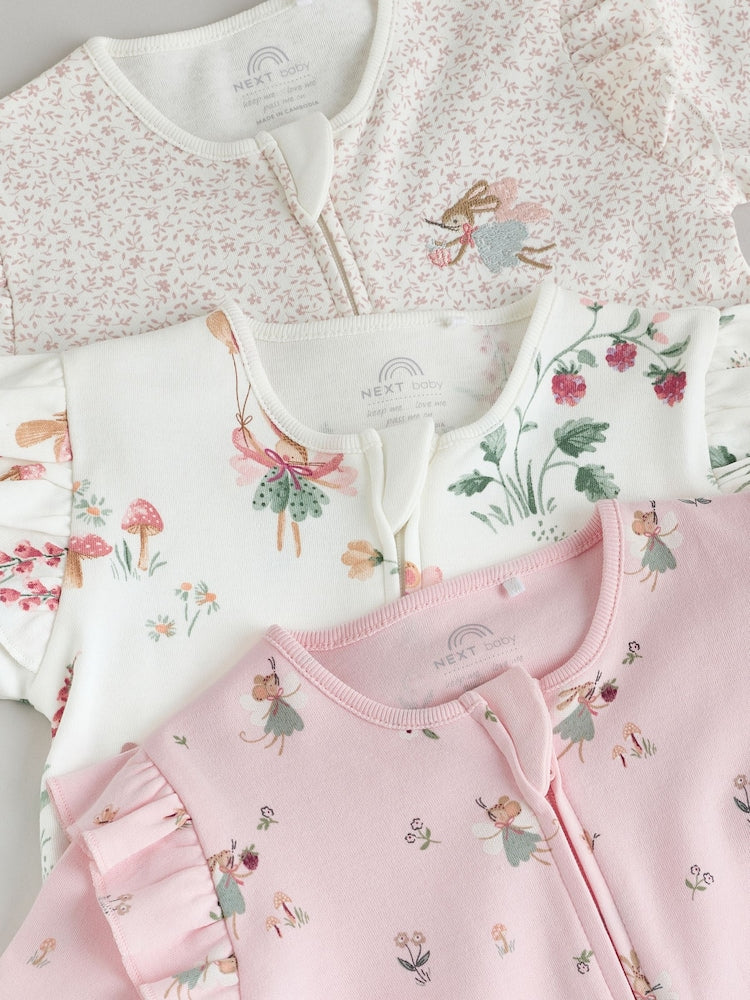 Pink Baby Sleepsuits 3 Pack