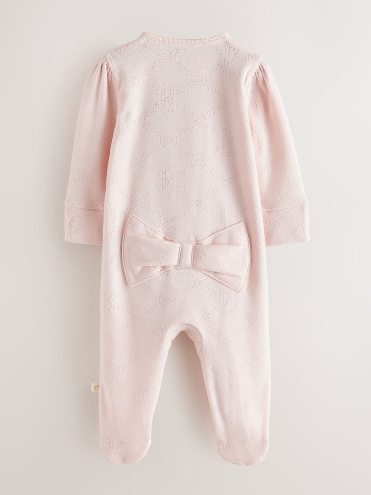 Baker by Ted Baker Pink Pointelle Wrap-Over Sleepsuit & Hat Set