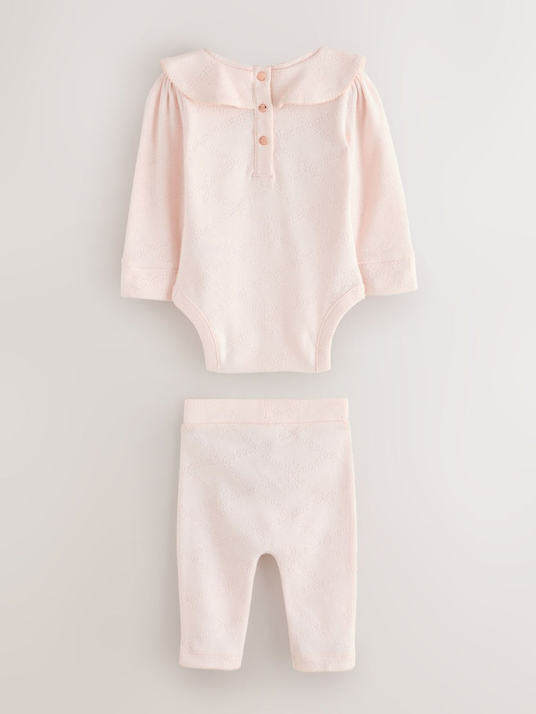 Baker by Ted Baker Pointelle Bow Bodysuit & Legging Set 2 Piece