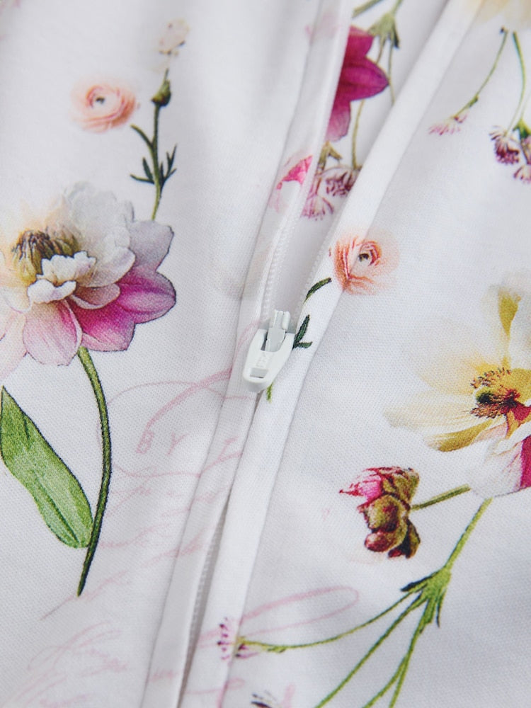 Baker by Ted Baker Pink/White Cotton Printed Sleepsuits 3 Pack