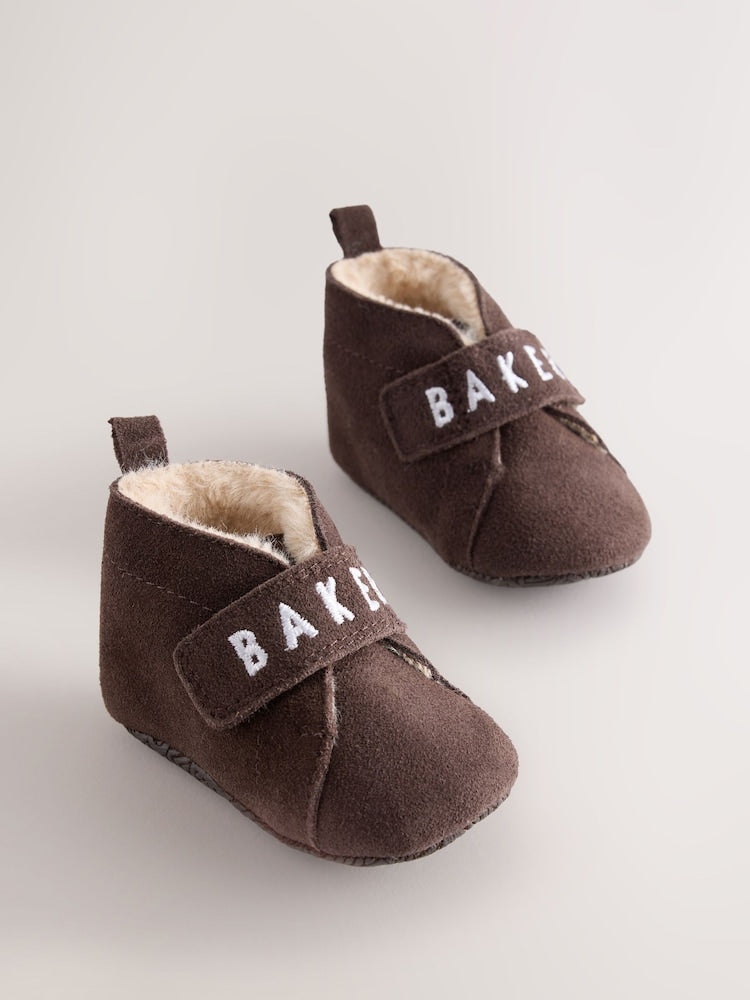 Baker by Ted Baker Chocolate Brown Slipper Boots Padders - Size Up To 3 Months (50 - 62cm) - Chocolate Brown