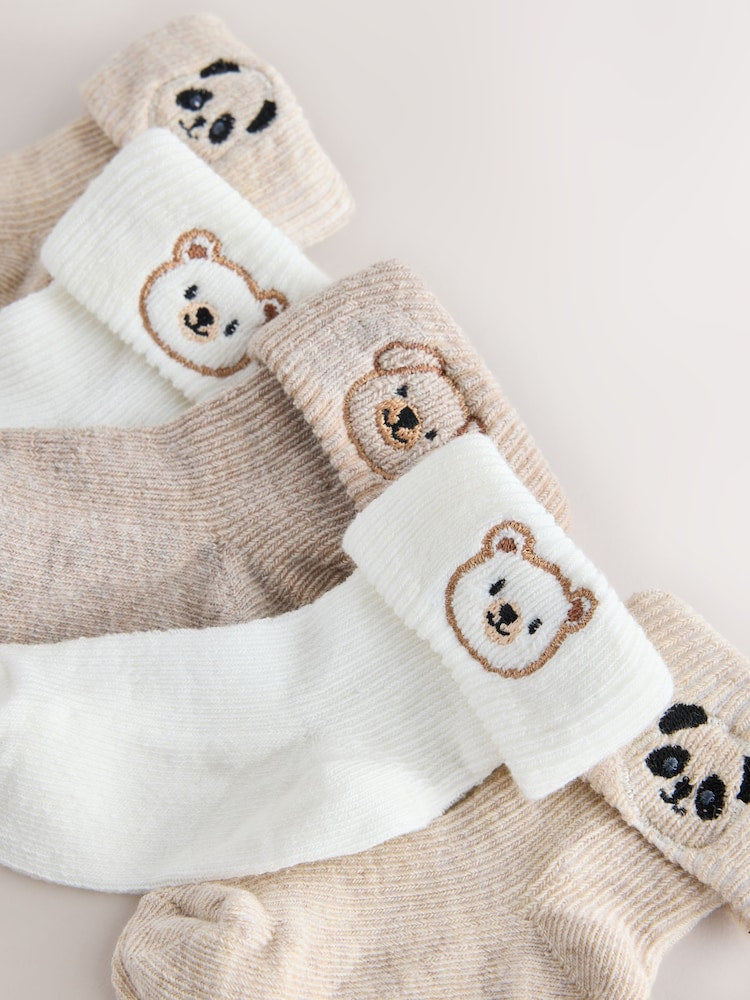 Neutral Character Roll Top Baby Socks 5 Pack