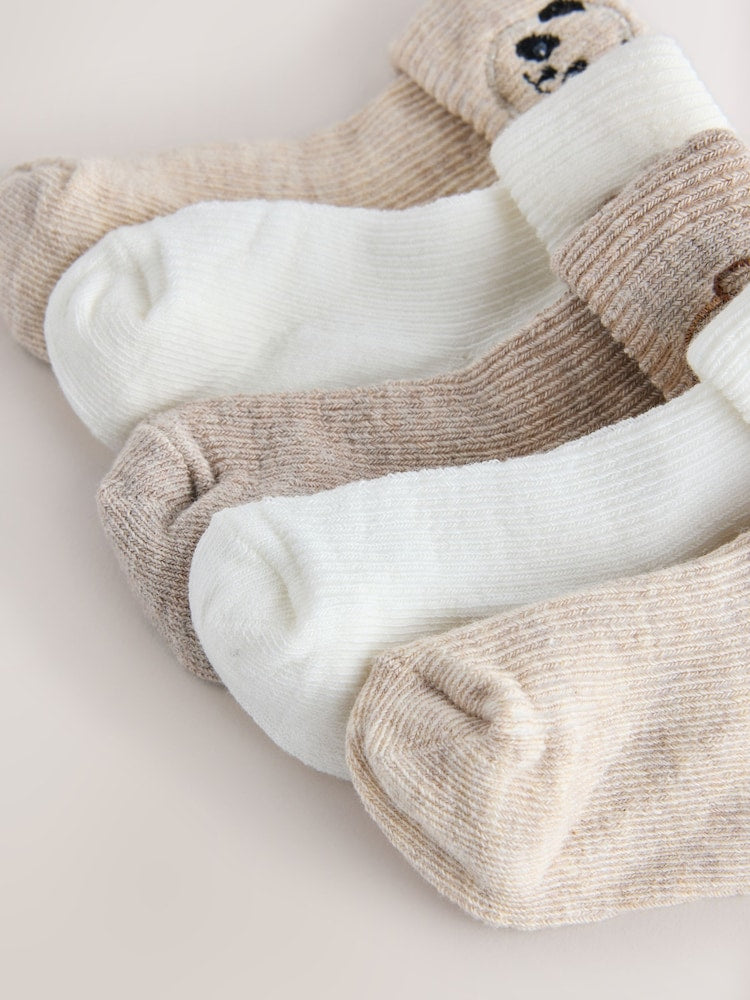 Neutral Character Roll Top Baby Socks 5 Pack
