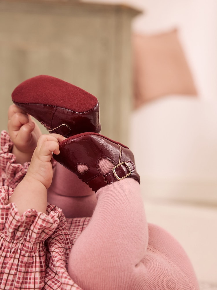 Burgundy Red Baby T-Bar Shoes (0-18mths)