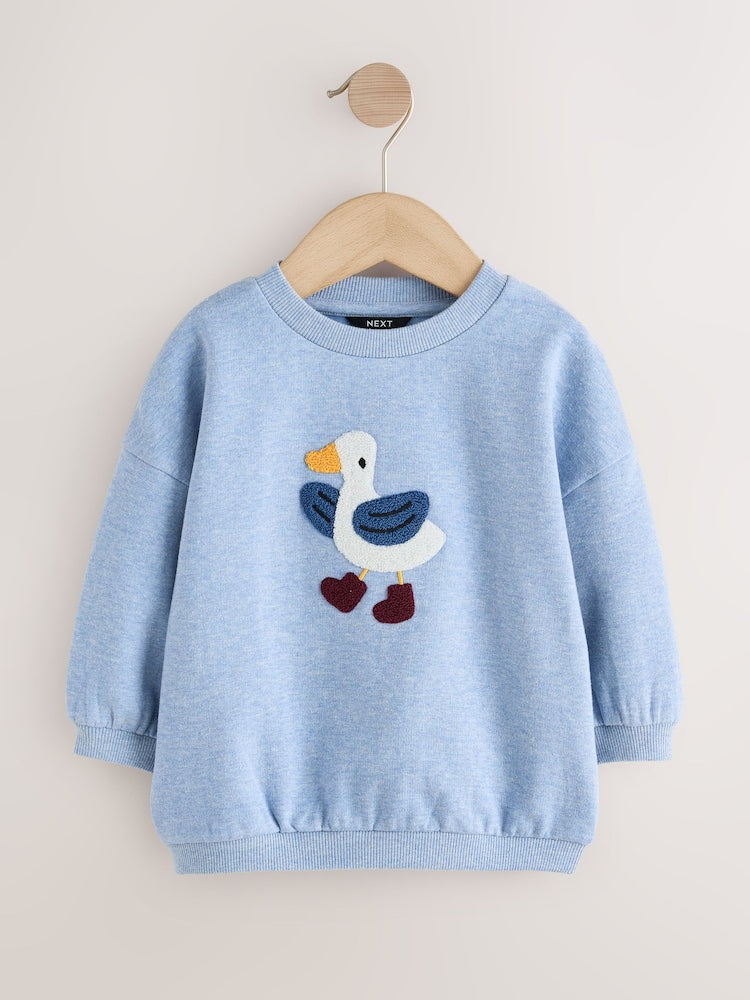 Light Blue Goose Printed Crew Neck Sweat Top (3mths-7yrs) - 12-18 Months (80-86cm)