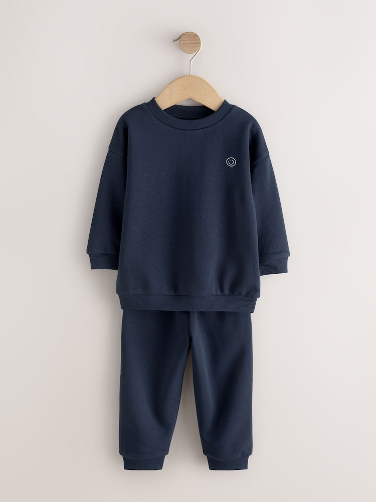 Navy Smile Logo Sweatshirt And Joggers Set (3mths-7yrs)