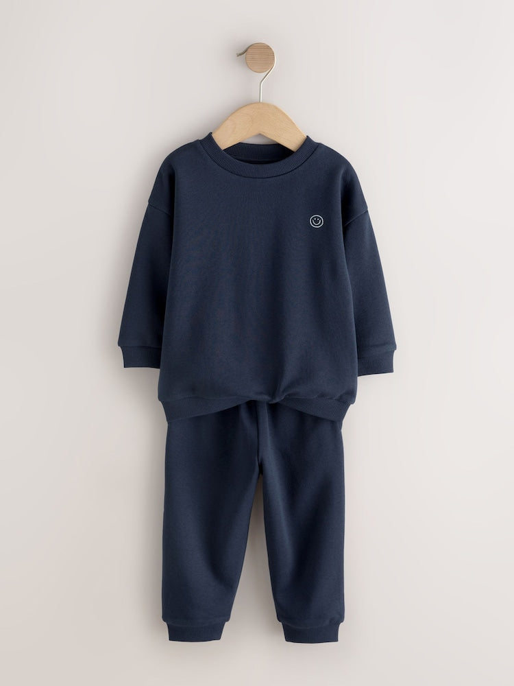 Navy Smile Logo Sweatshirt And Joggers Set (3mths-7yrs)
