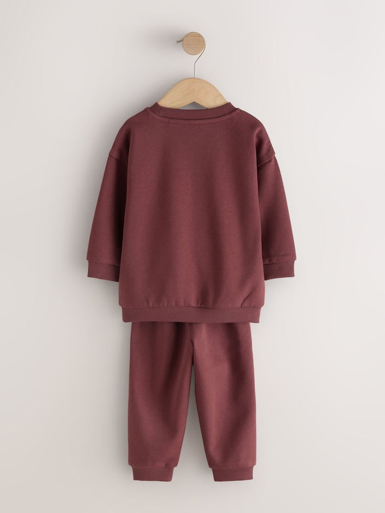 Rust Red Smile Logo Sweatshirt And Joggers Set (3mths-7yrs)