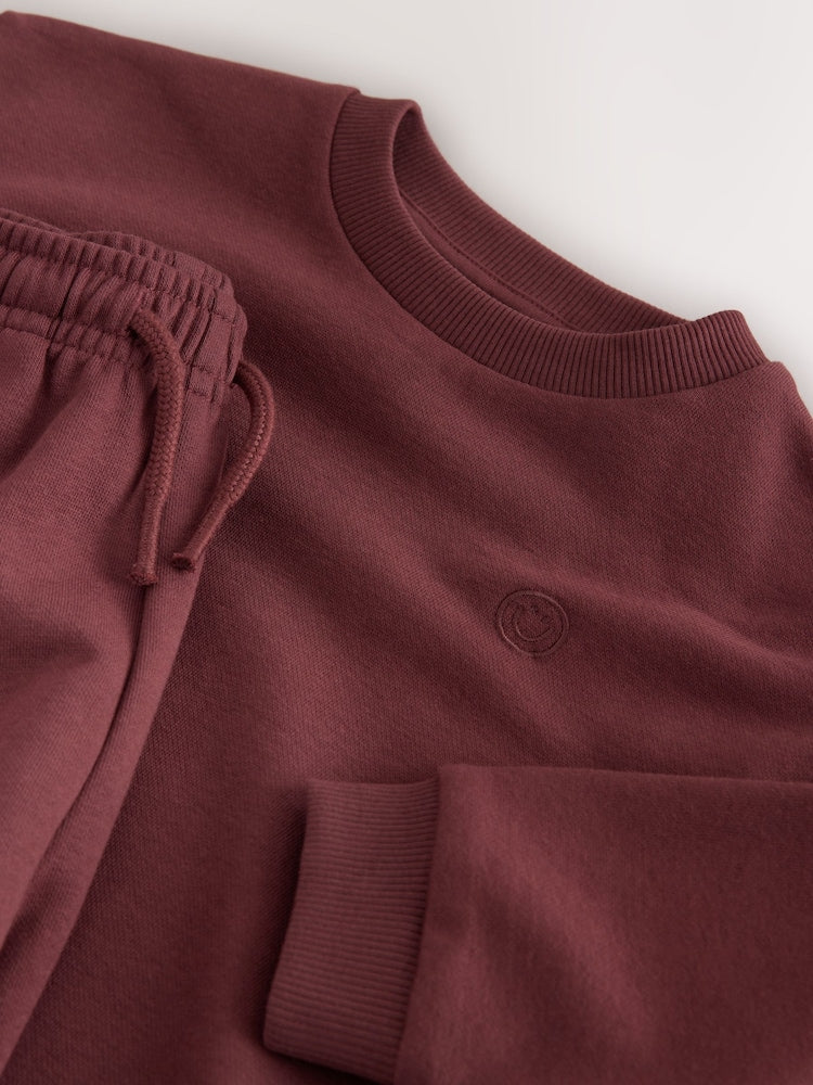 Rust Red Smile Logo Sweatshirt And Joggers Set (3mths-7yrs)
