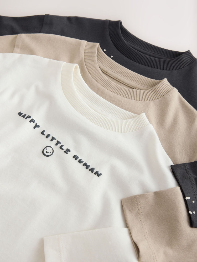 Monochrome Smile Face Long Sleeve Graphic