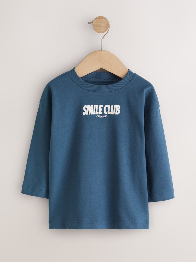 Multi Black Star Slogan Long Sleeve