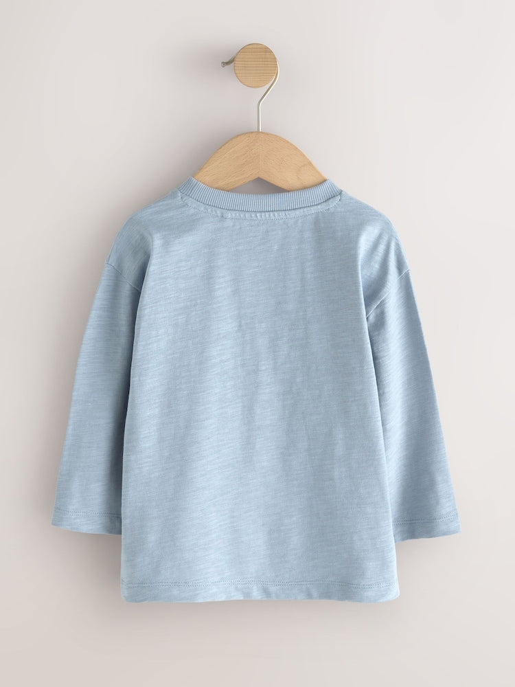 Blue/Neutral Dog Stripe Long Sleeve Graphic