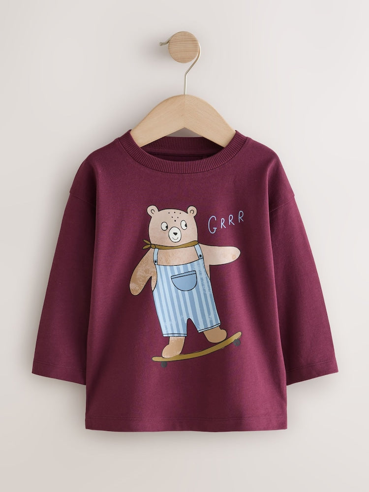 Ecru Character Long Sleeve Graphic T-Shirts 3 Pack (3mths-7yrs)
