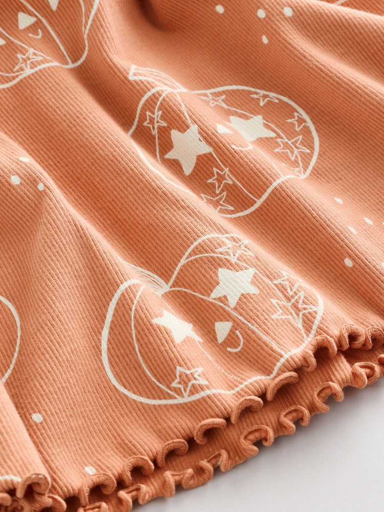 Orange Halloween Pumpkin Long Sleeve Ribbed