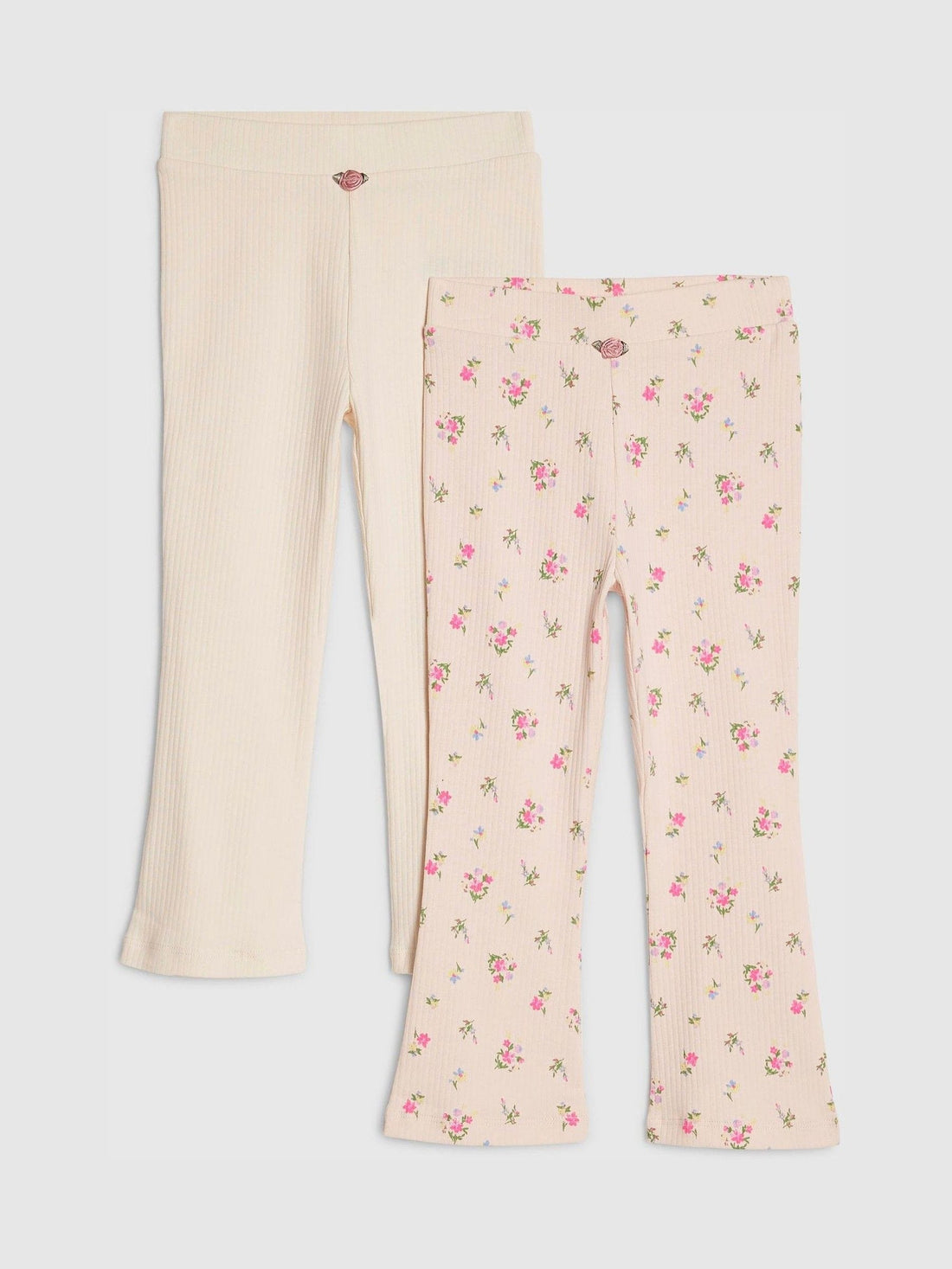 River Island Pink Ribbed Floral Kickflare Leggings 2 Pack - Size 12-18 Months (80-86cm) - Option 1