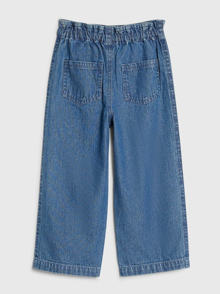 River Island Blue Pull On Wide Leg Jeans