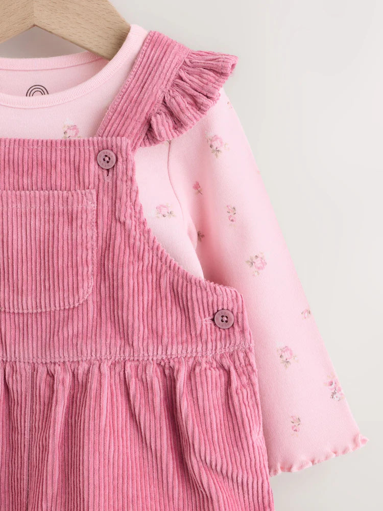 Pink Cord Dungaree and Bodysuit Baby Set 2 Piece (0mths-2yrs)