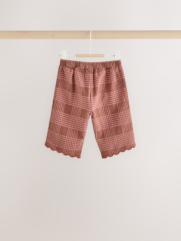 Brown/Pink Check Baby Woven Top and Trousers 2 Piece Set (0mths-2yrs)