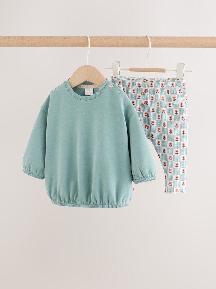Sage Green Baby Sweat Top And Legging Set (0mths-2yrs)