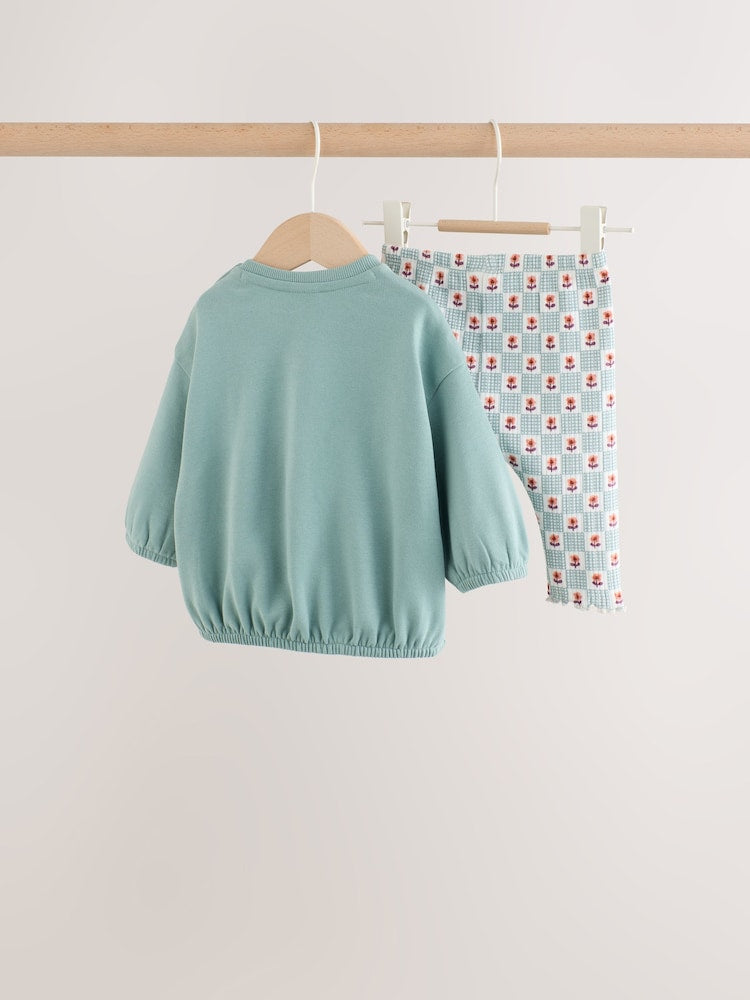 Sage Green Baby Sweat Top And Legging Set (0mths-2yrs)