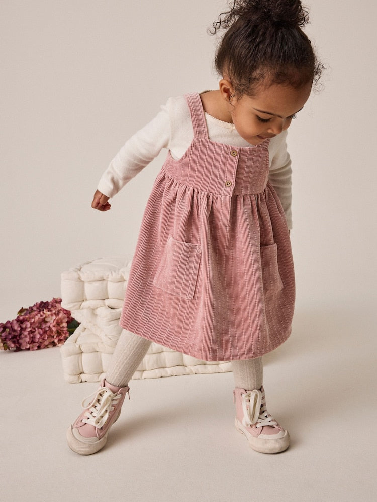Pastel Pink Sleeveless Cord Pinafore (3mths-8yrs) - Pastel Pink / 12-18 Months (80-86cm)