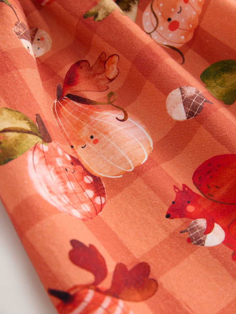 Orange Autumn Print Long Sleeve 3D Character