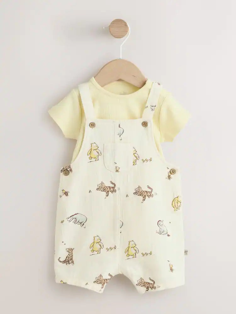 Neutral Winnie The Pooh Baby Dungaree and Bodysuit Set (0mths-2yrs)