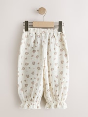 Cream/Pink Floral Ditsy Bloomer Pullon Trousers (3mths-7yrs)