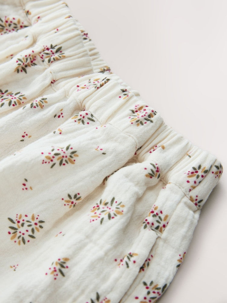 Cream/Pink Floral Ditsy Bloomer Pullon Trousers (3mths-7yrs)