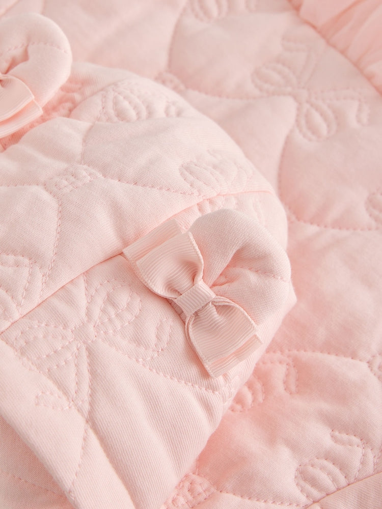 Baker by Ted Baker Blush Pink B Jacquard Quilted Mesh Peplum Pramsuit