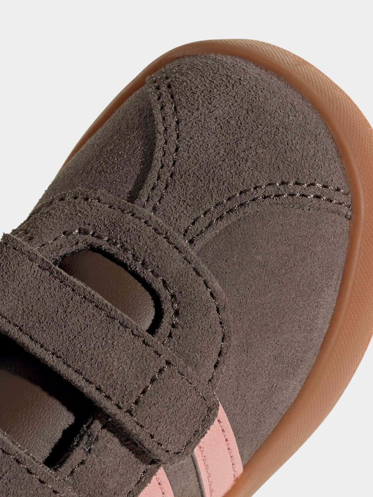 adidas Brown/Pink VL Court 3.0 Hook and Loop Infant Trainers