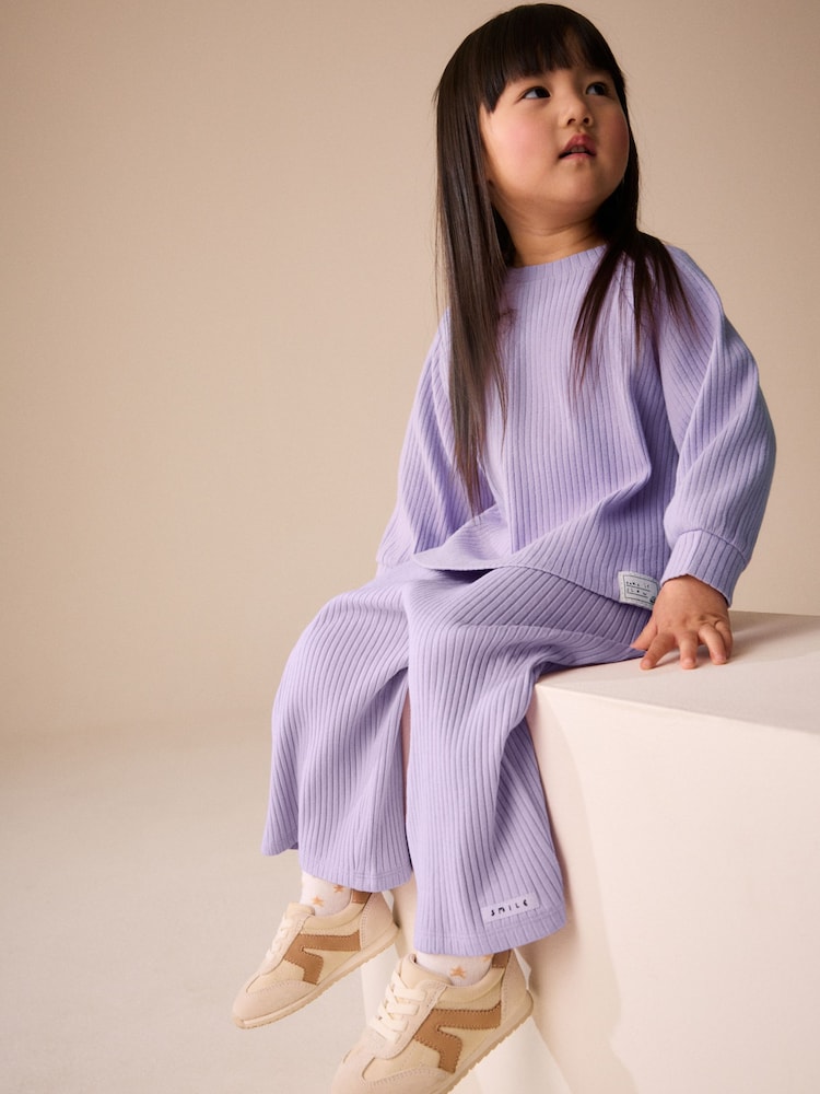 Lilac Long Sleeve Ribbed Raglan Top (3mths-7yrs) - Lilac / 12-18 Months (80-86cm)