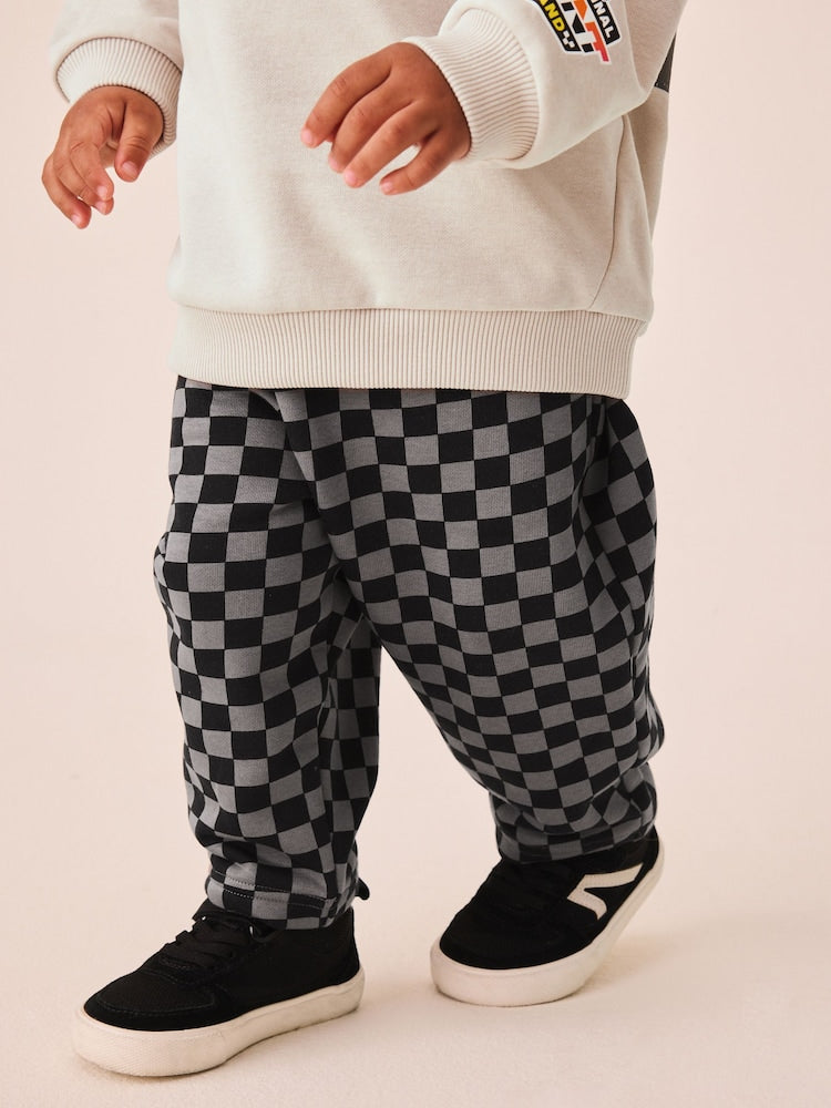 Grey Checkerboard Hot Wheels Crew And Jogger Set (9mths-8yrs)