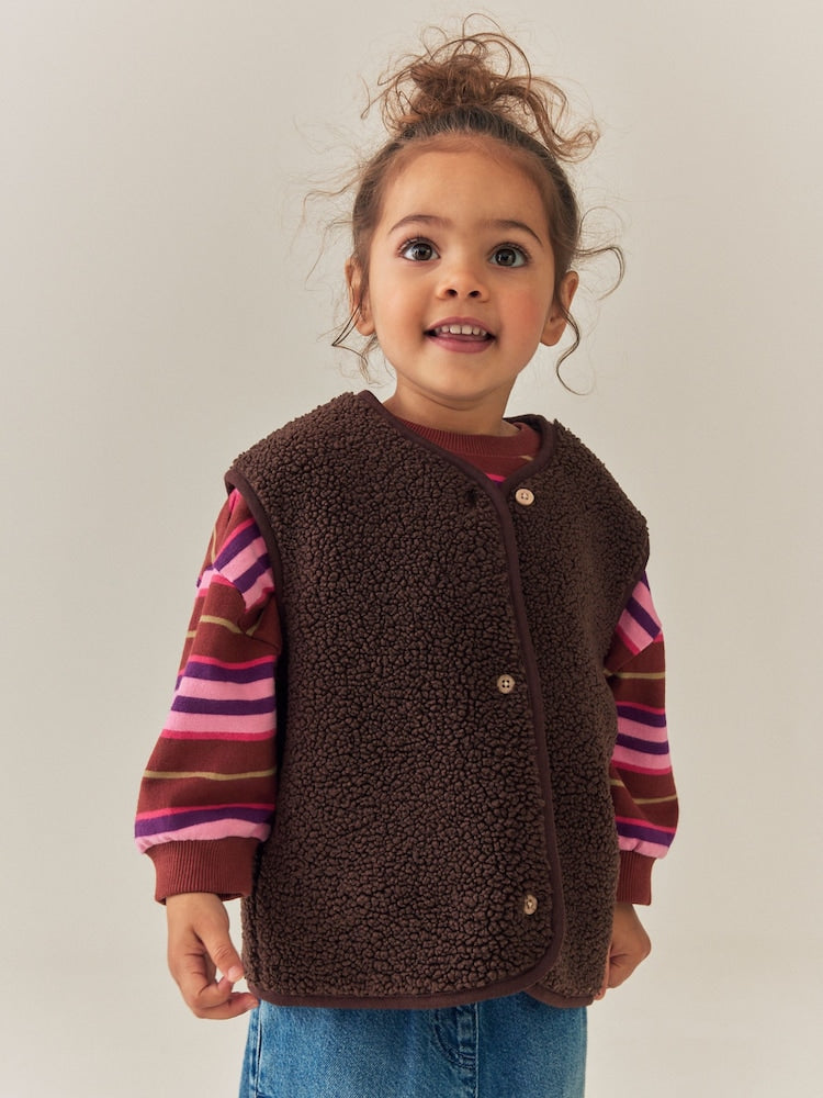 Brown Faux Fur Gilet (3mths-7yrs) - Brown / 12-18 Months (80-86cm)
