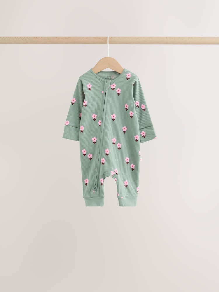 Orange Floral Two-Way Zip Baby Sleepsuits 4 Pack (0mths-3yrs)