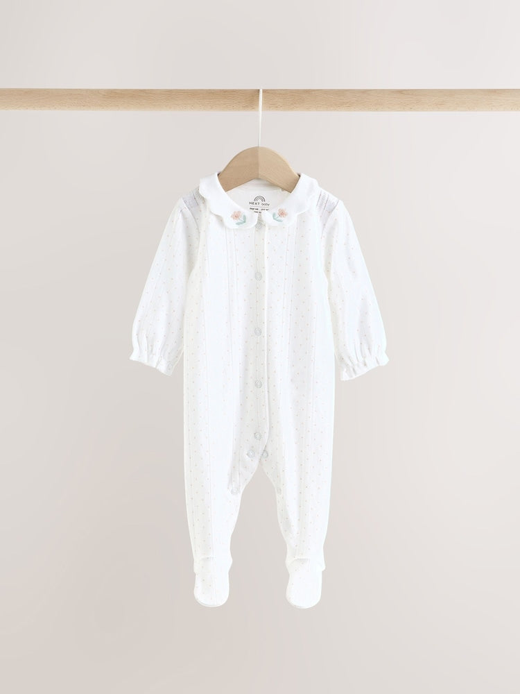 White Collar Baby Sleepsuits 3 Pack (0-2yrs)