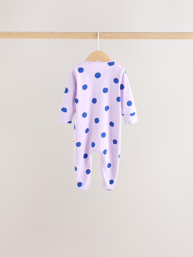 Purple/Pink Two Way Zip Baby Sleepsuits 5 Pack (0mths-2yrs)