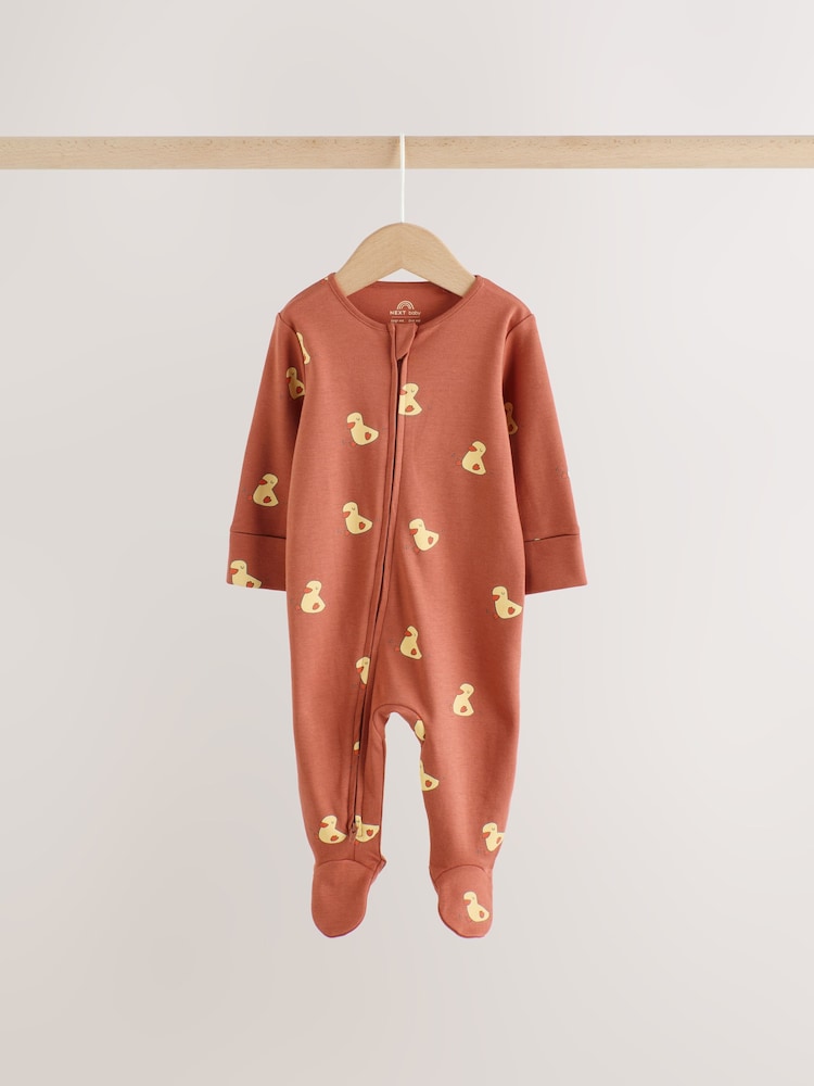 Yellow Farm Animals Two Way Zip Baby Sleepsuits 3 Pack (0mths-2yrs)
