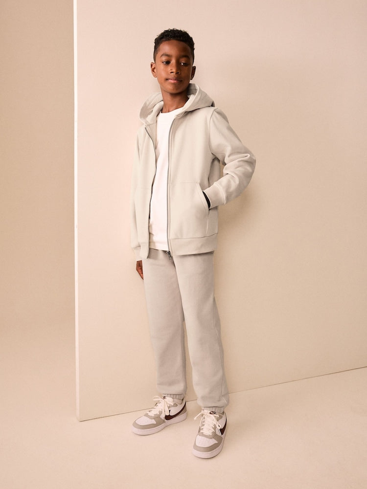 Ecru Regular Fit Zip Through Hoodie (3-16yrs)