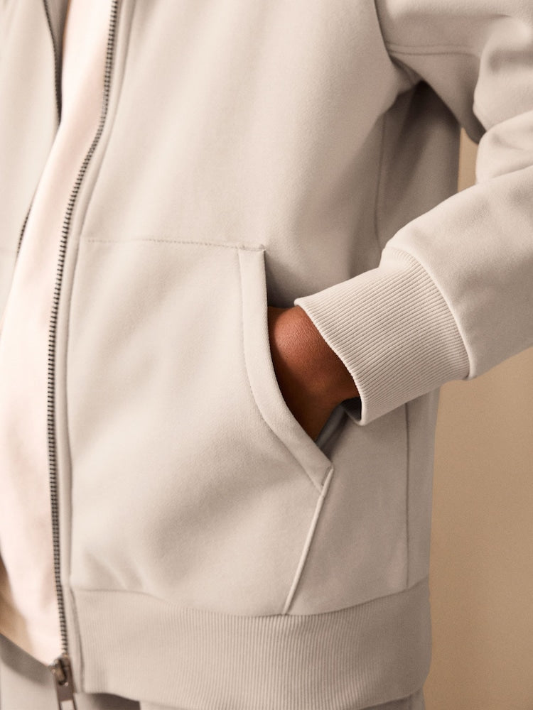Ecru Regular Fit Zip Through Hoodie (3-16yrs)