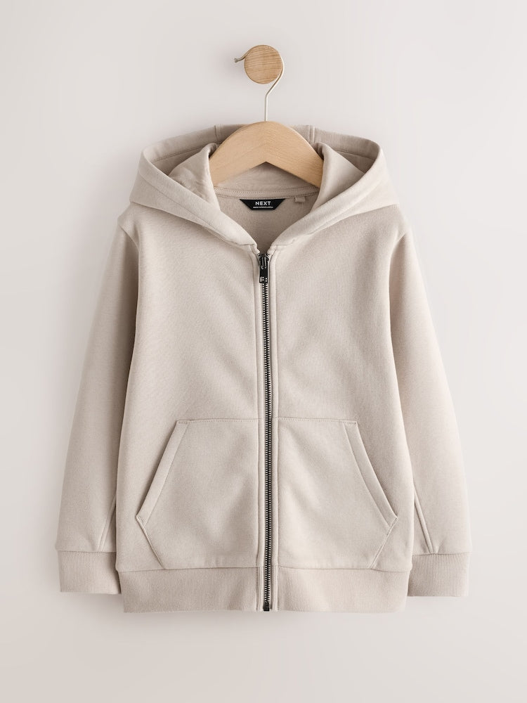 Ecru Regular Fit Zip Through Hoodie (3-16yrs)